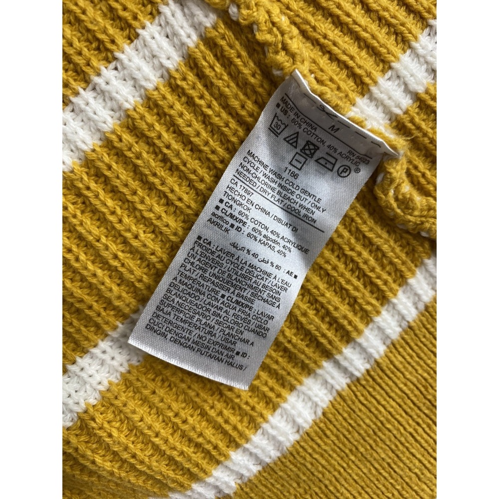 Old Navy Knit Open Cardigan Sweater Sz M Mustard Yellow Striped Cotton Blend - Picture 8 of 12